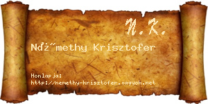 Némethy Krisztofer névjegykártya